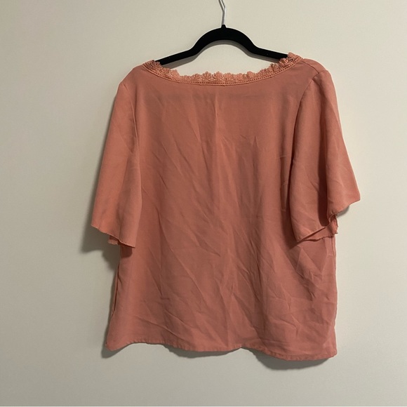 SHEIN - Peach Lace Trim Blouse - Picture 3 of 3